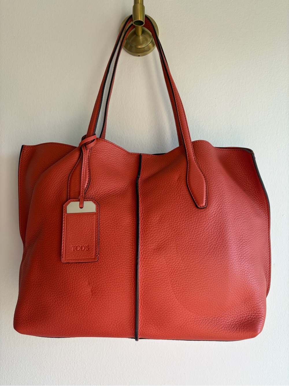 TOD'S Orange Leather Tote Bag